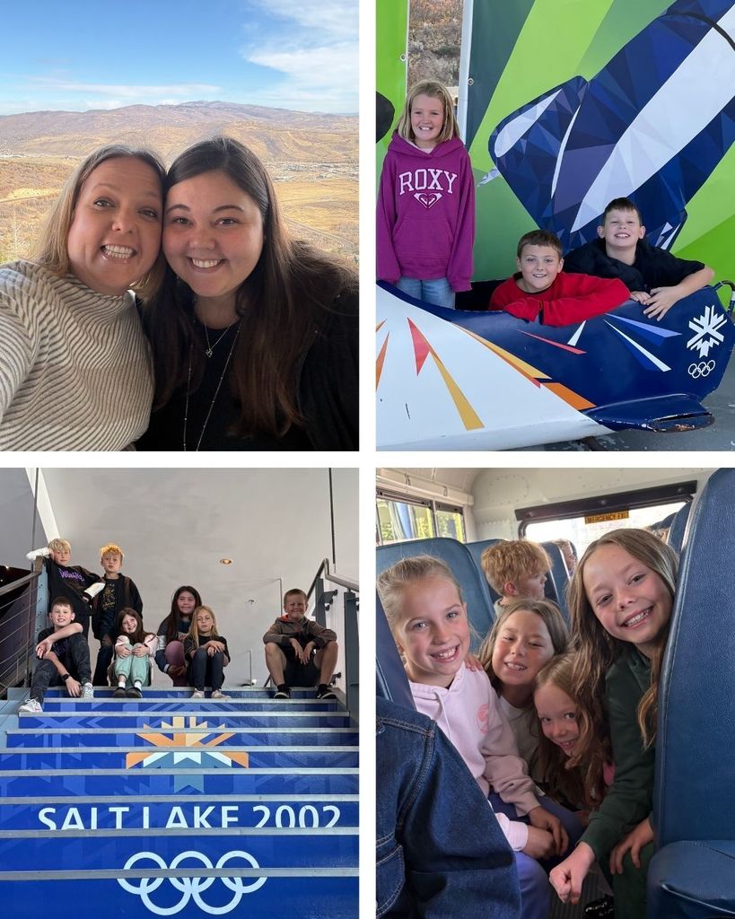 Photo collage of 4th grade students on field trip to Alf Engen Ski Museum