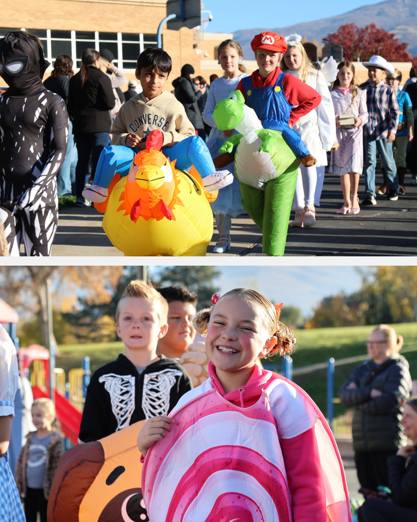 Students wearing Halloween costumes throughout the school district.