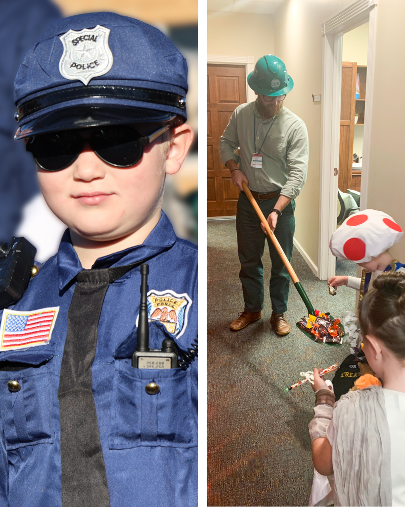 Students wearing Halloween costumes throughout the school district.