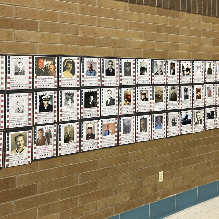 here we have posters on the wall celebrating veterans who are related to our students.
