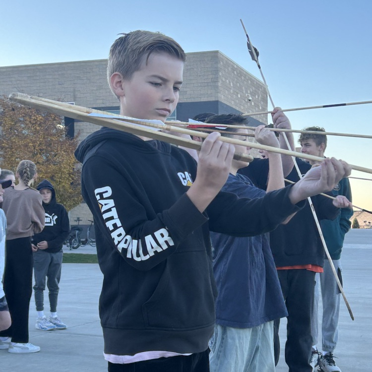 Students practicing the atlatl.