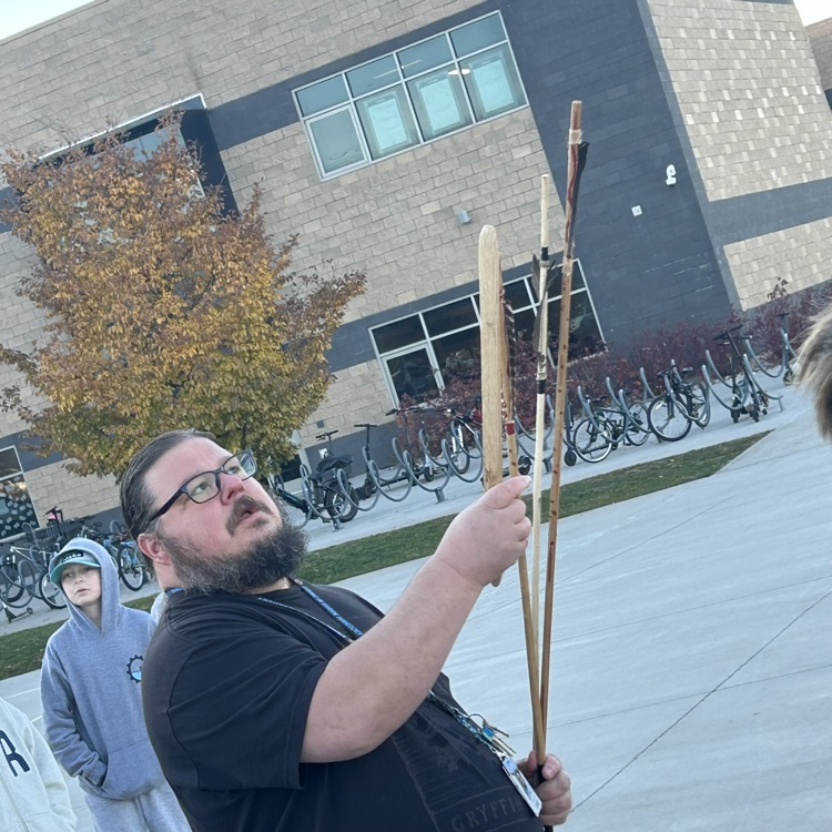 Students learning the atlatl.