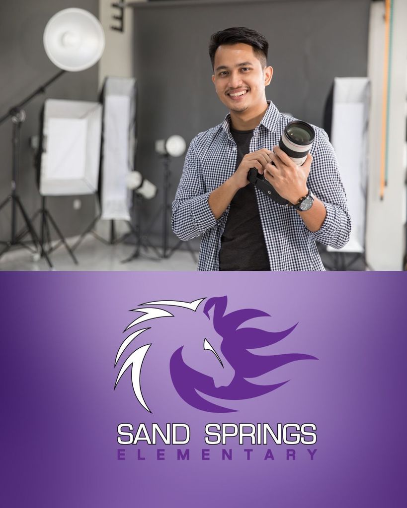 Picture of a photographer to take school pictures and logo