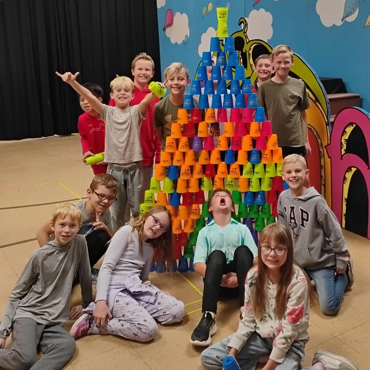 Students stacking cups!