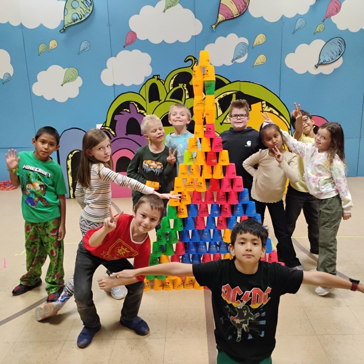 Students stacking cups!