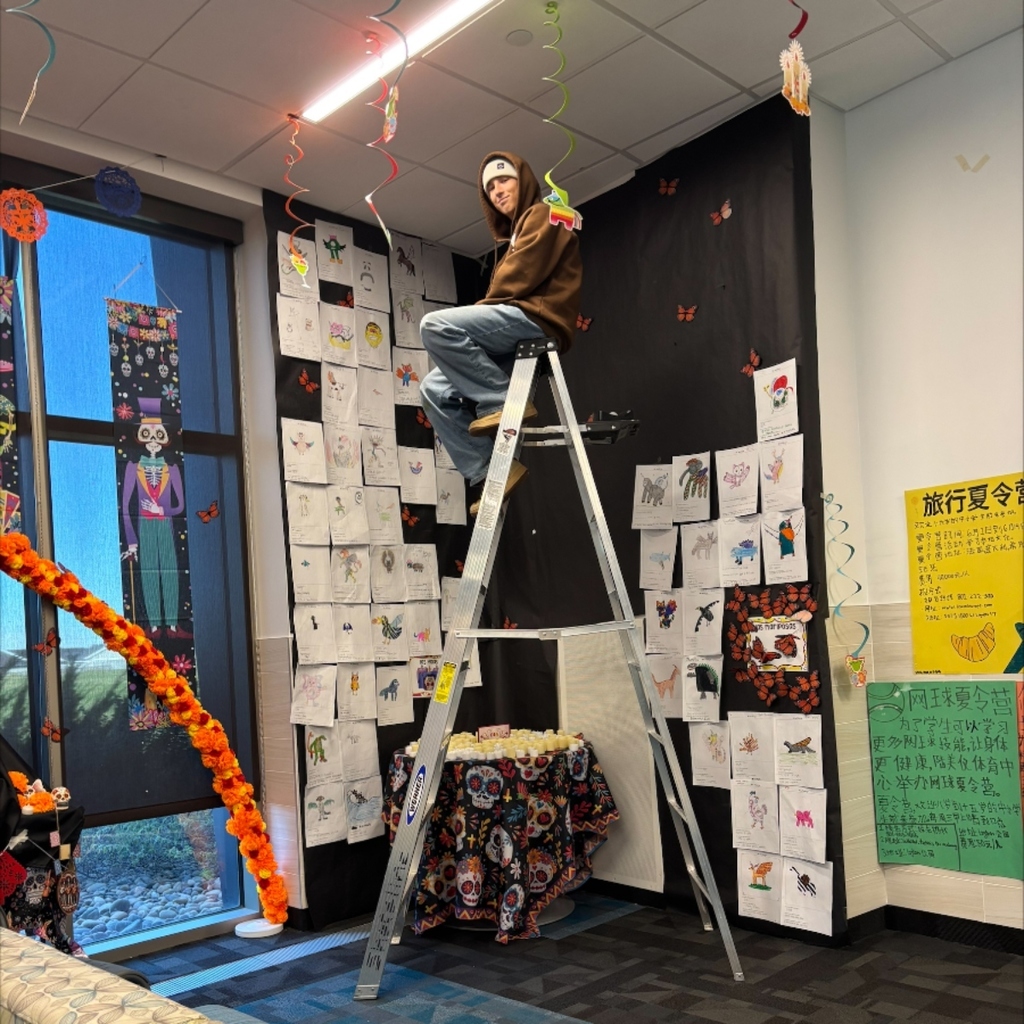 Students helping set up the celebration.