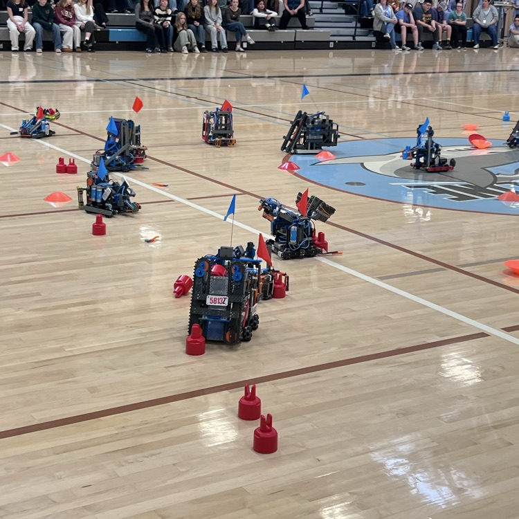 Robots trying to gather the most cones.
