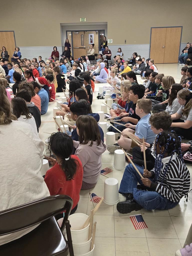 4th graders sing during a school assembly to our veterans!