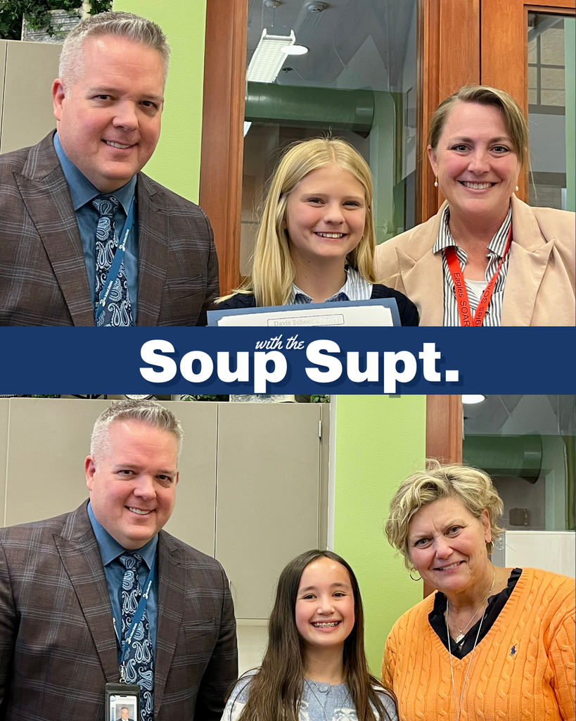 Superintendent Linford with students and their principals for "Soup with the Supt."