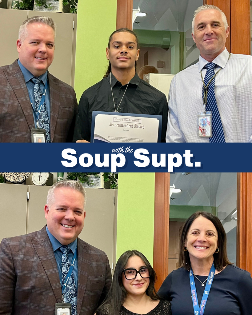 Superintendent Linford with students and their principals for "Soup with the Supt."