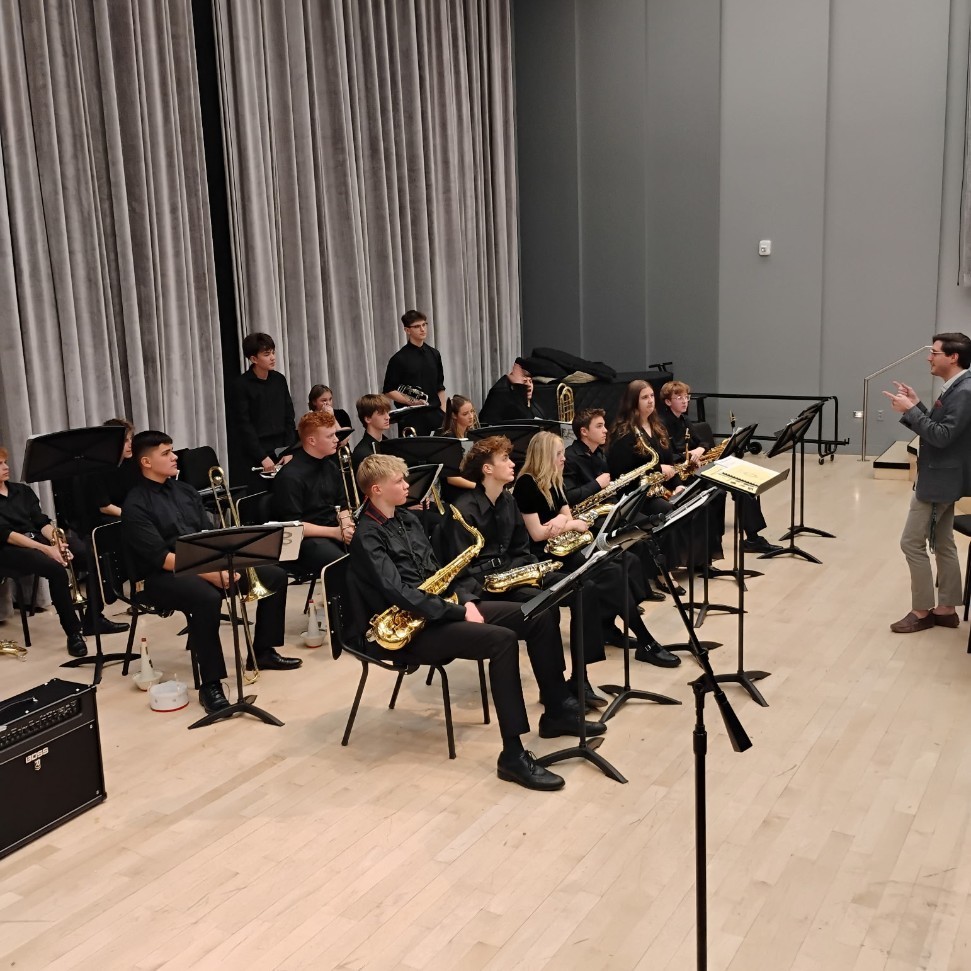 jazz Band students practicing with a clinician