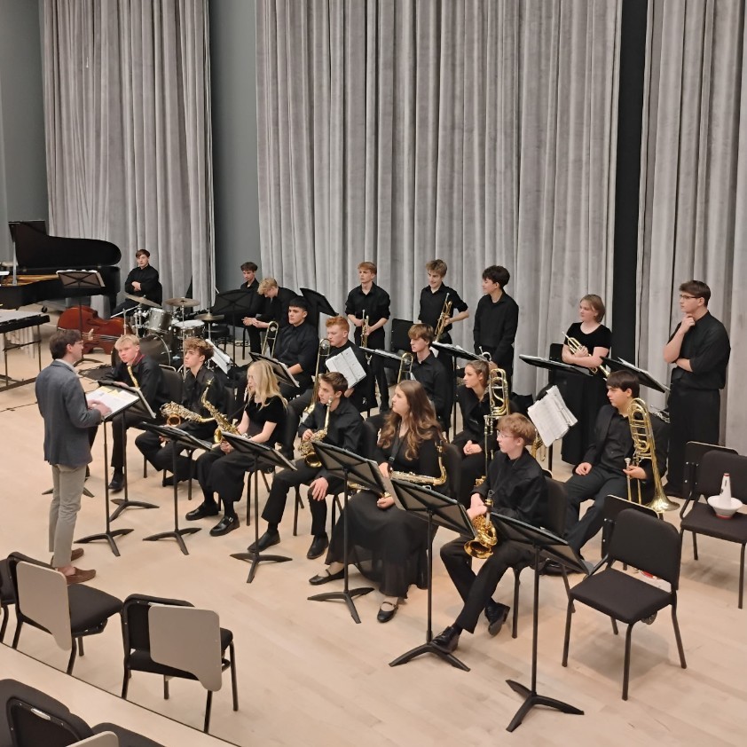 jazz Band students practicing with a clinician