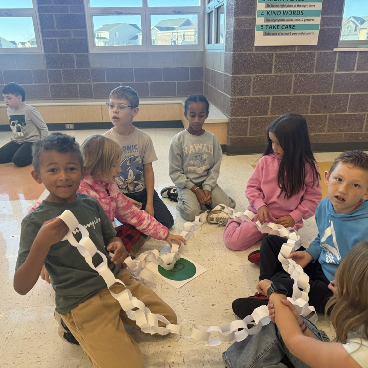 Students with their paper chain