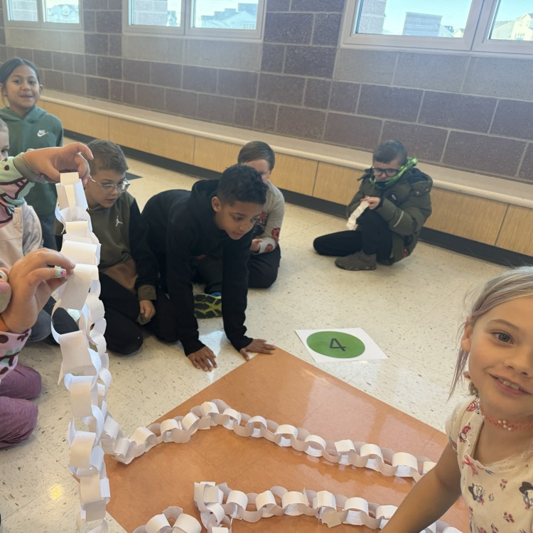 Students with their paper chain