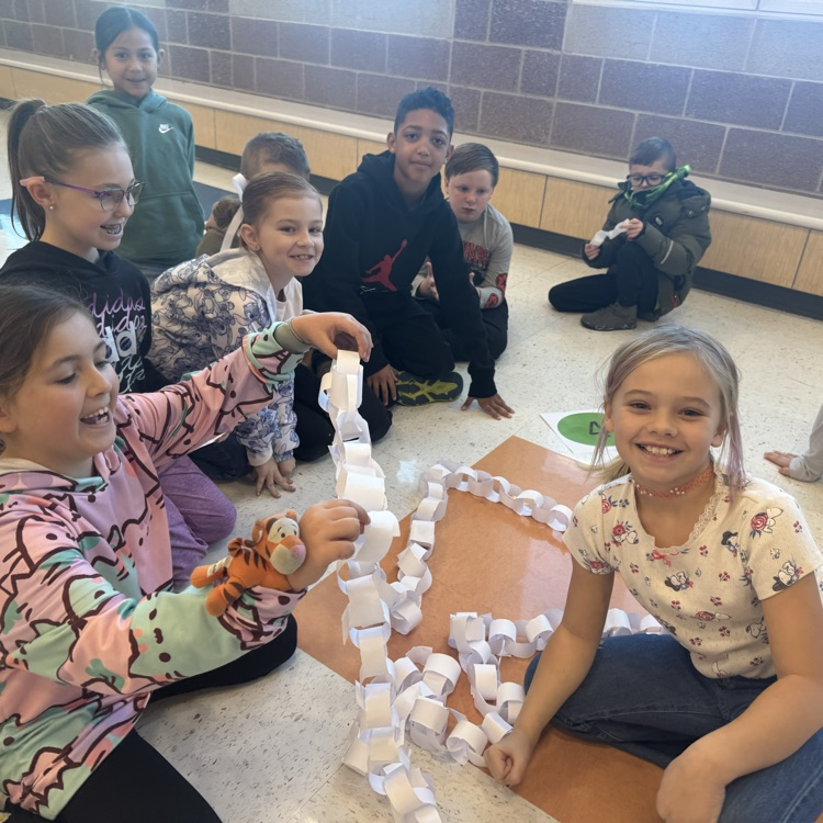 Students with their paper chain