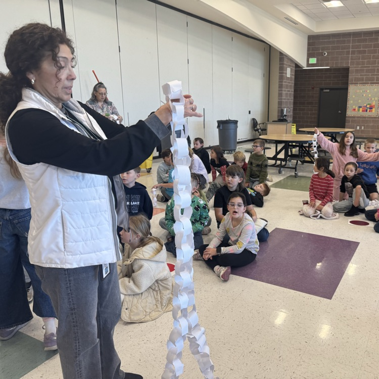 Teacher, counting paper chains