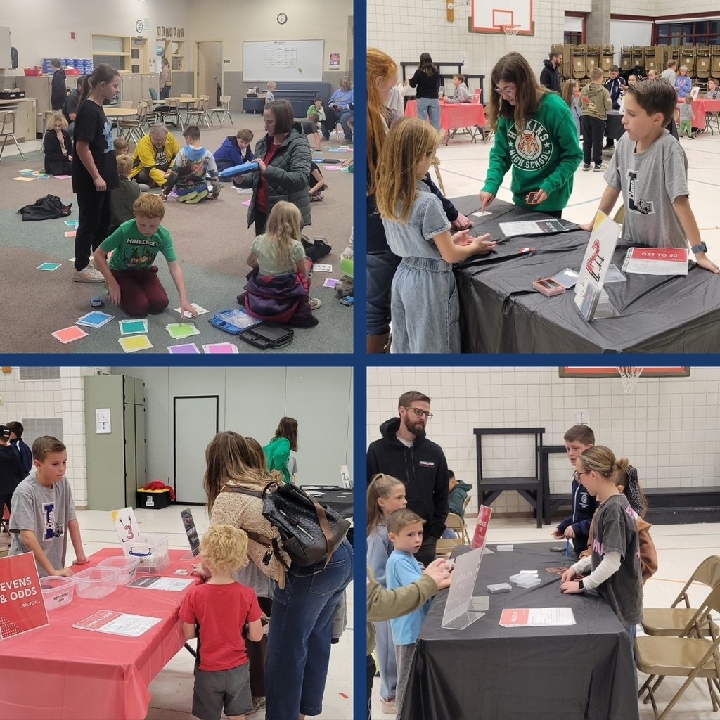 Students and families play math games at the school.