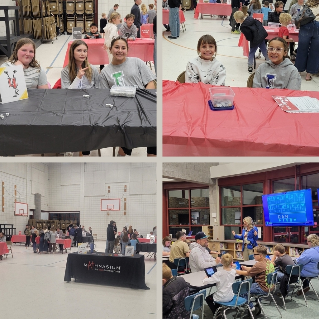 Students and families play math games at the school.