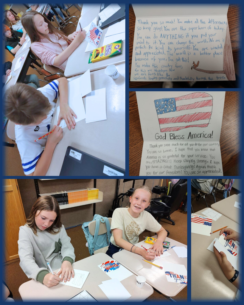 Students writing thank you cards to Veterans. 