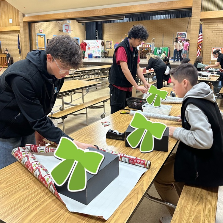Students wrapping gifts!