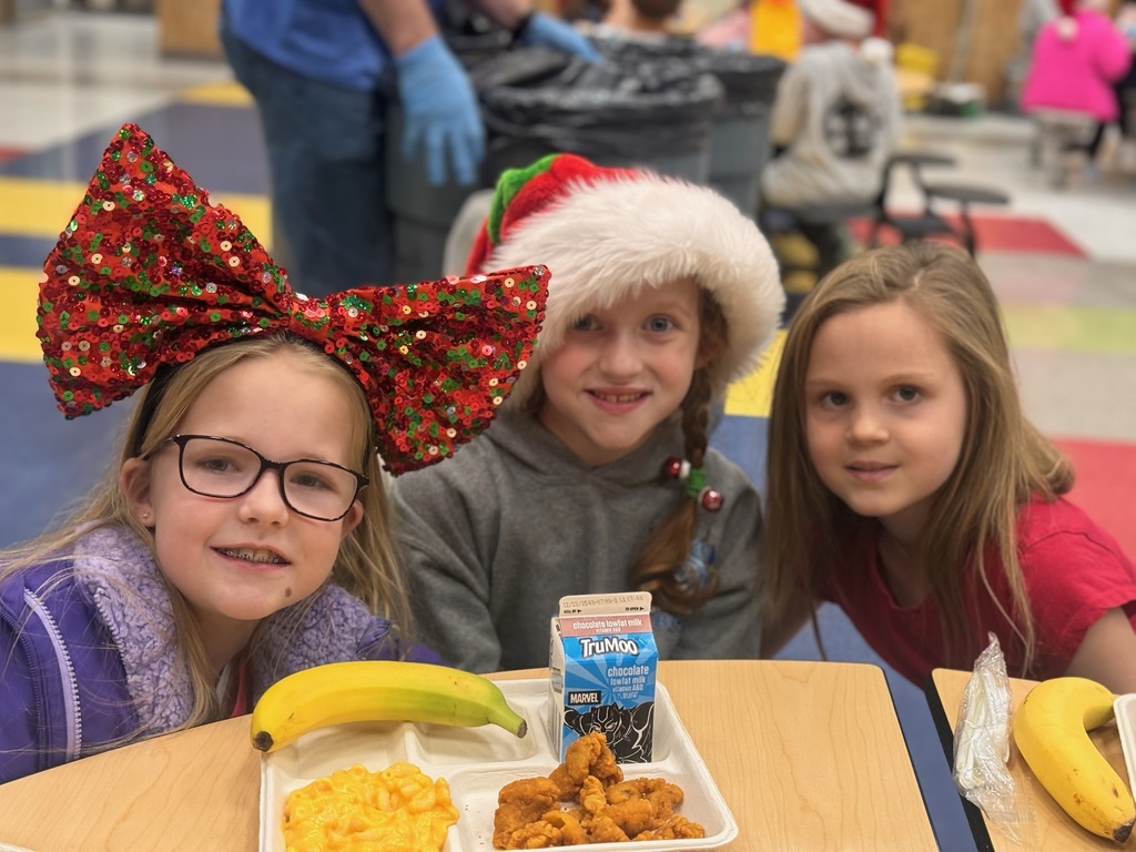 Students in holiday headwear