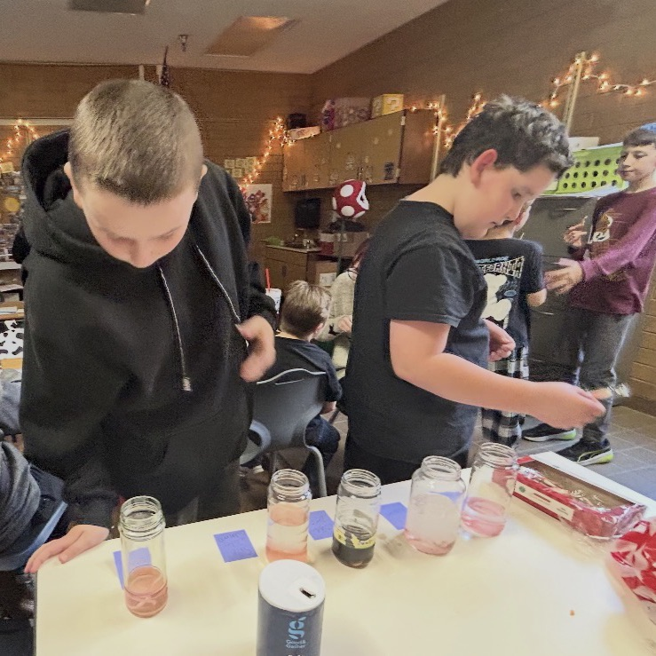 6th graders experimenting with candy canes