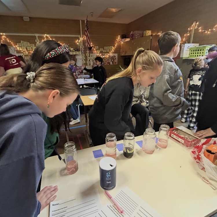 6th graders experimenting with candy canes