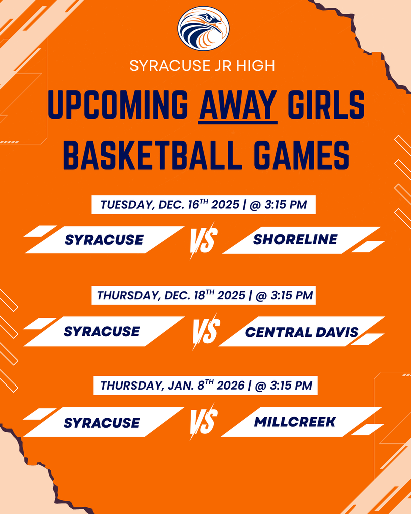 Syracuse Jr High upcoming away girls basketball games. 