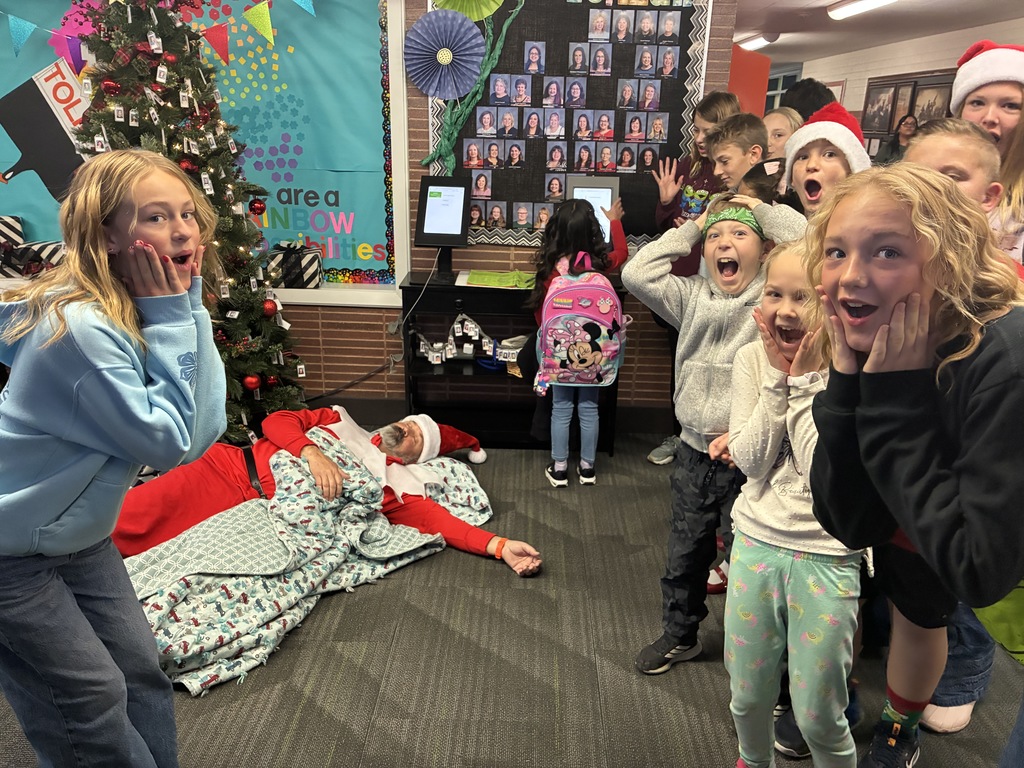 students with Clifford the Elf