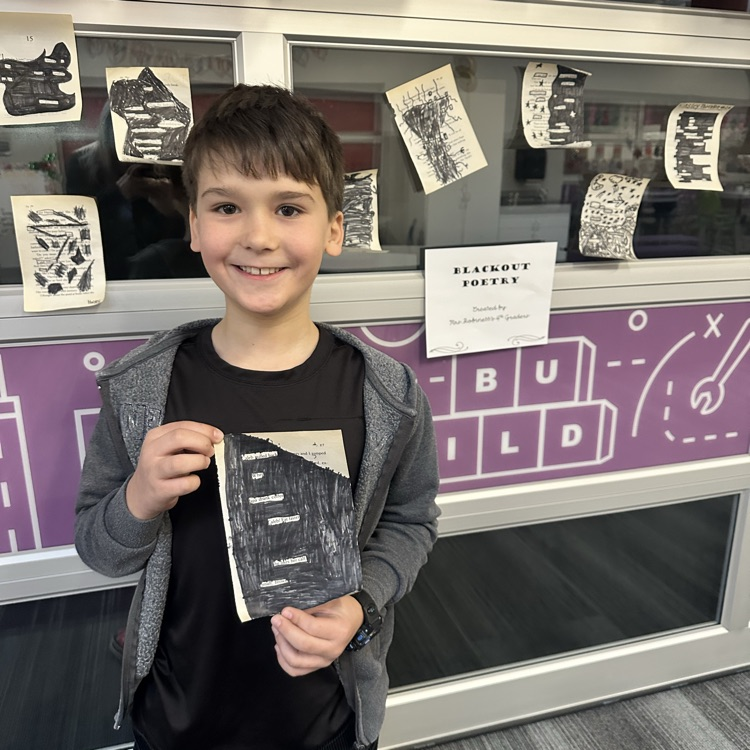 boy with black out poetry art page