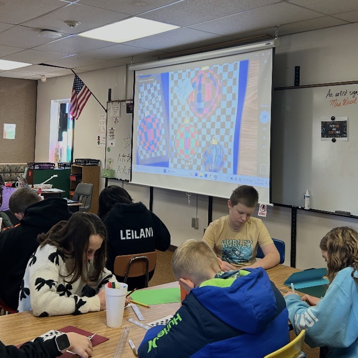 6ths graders working on an art project 