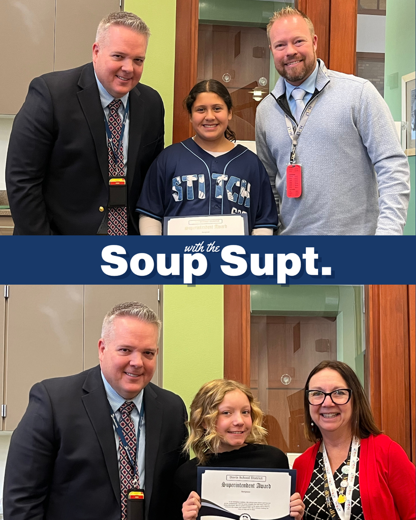 December Soup with the Supt photos with the principal, their student being honored and the superintendent in the photos