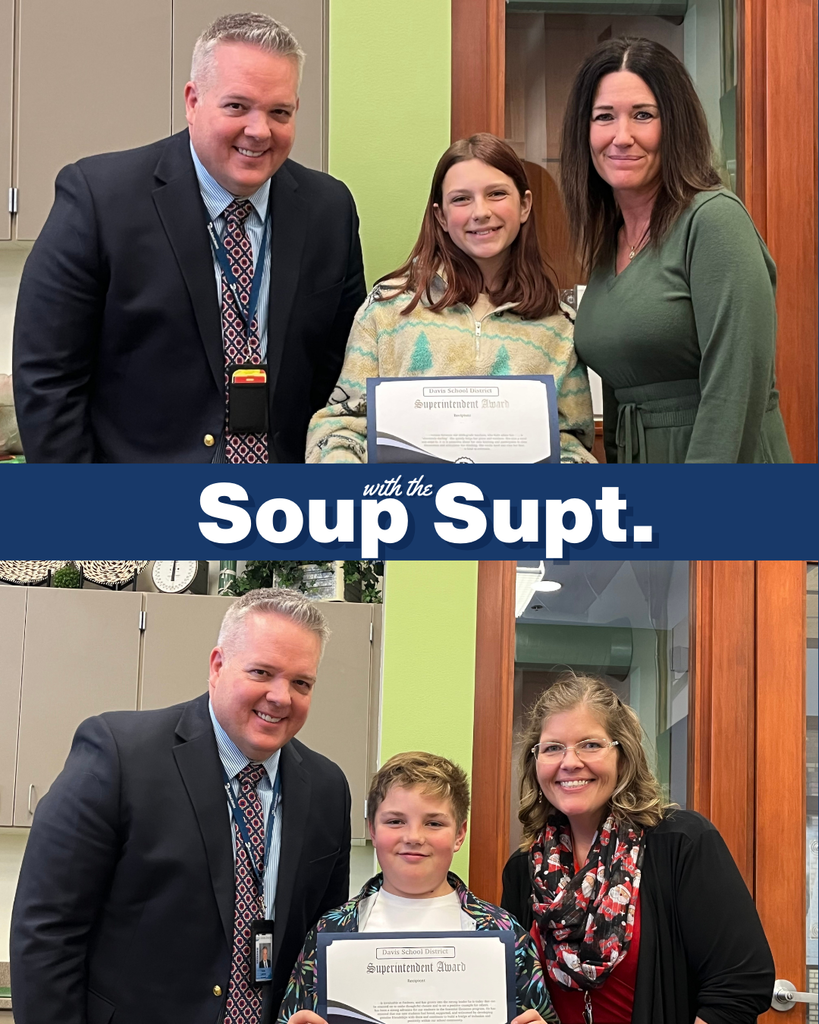 December Soup with the Supt photos with the principal, their student being honored and the superintendent in the photos