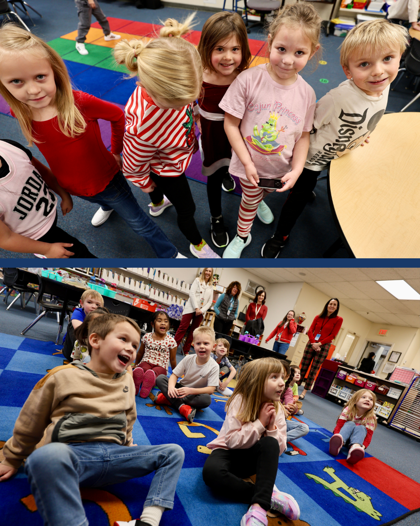 Kindergarten students from Holt Elementary smile in anticipation to show off their new shoes
