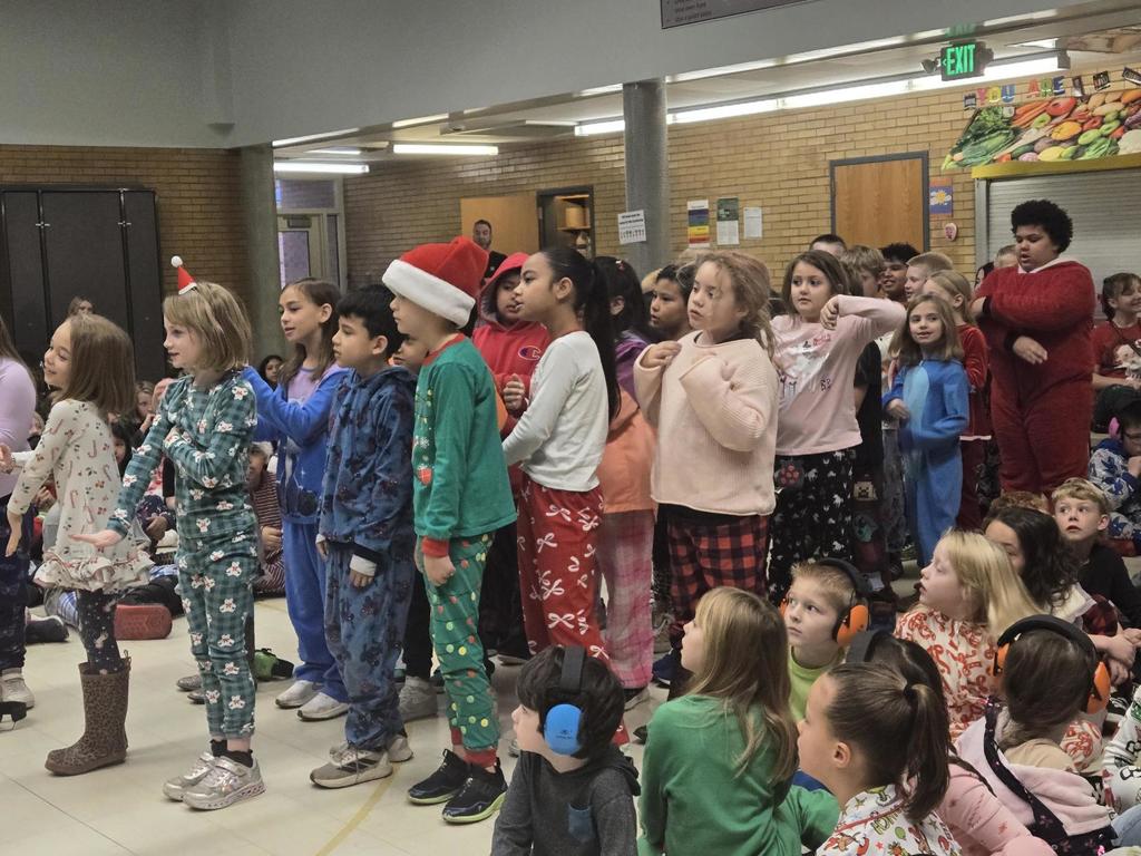 2nd graders singing in Meadowbrook's Sing-Along!