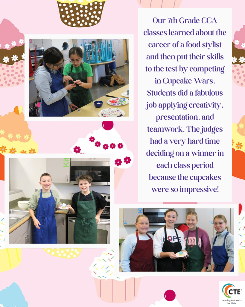 7th grade cca classes learn about styling food and compete in cupcake wars