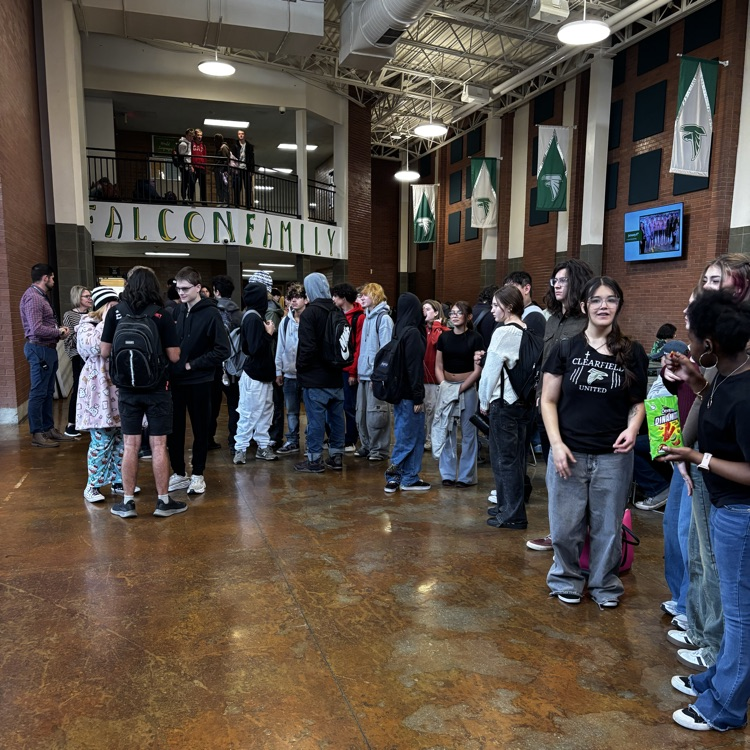 Students participating in a Karaoke party in the commons at lunch today! 