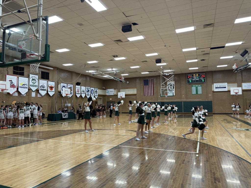 Cheerleaders performing at half time. 