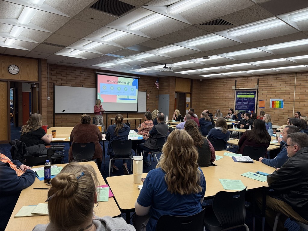 Staff Meeting with Davis School District Wellness Coordinator Kim Johnson. Staff learned about educator wellness.