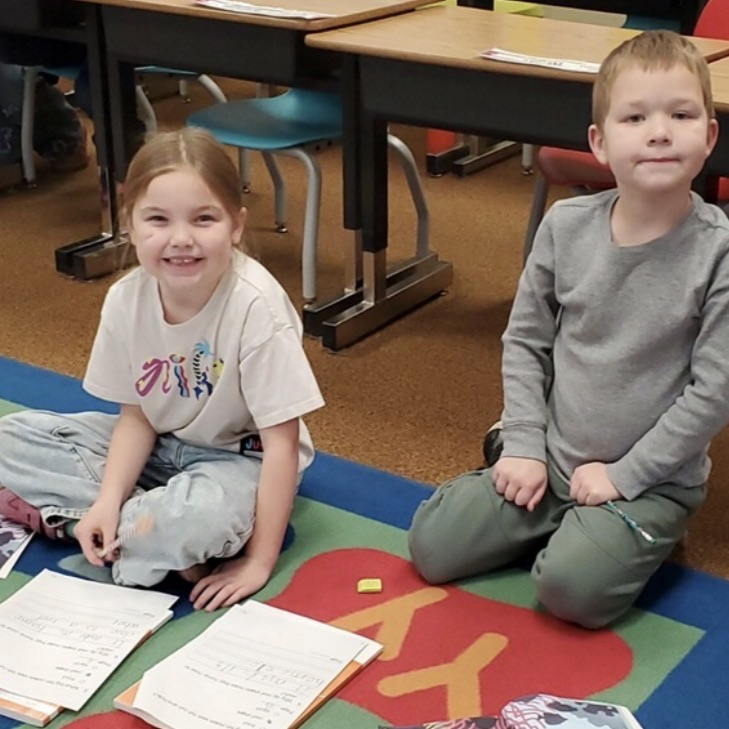 1st graders completing some work