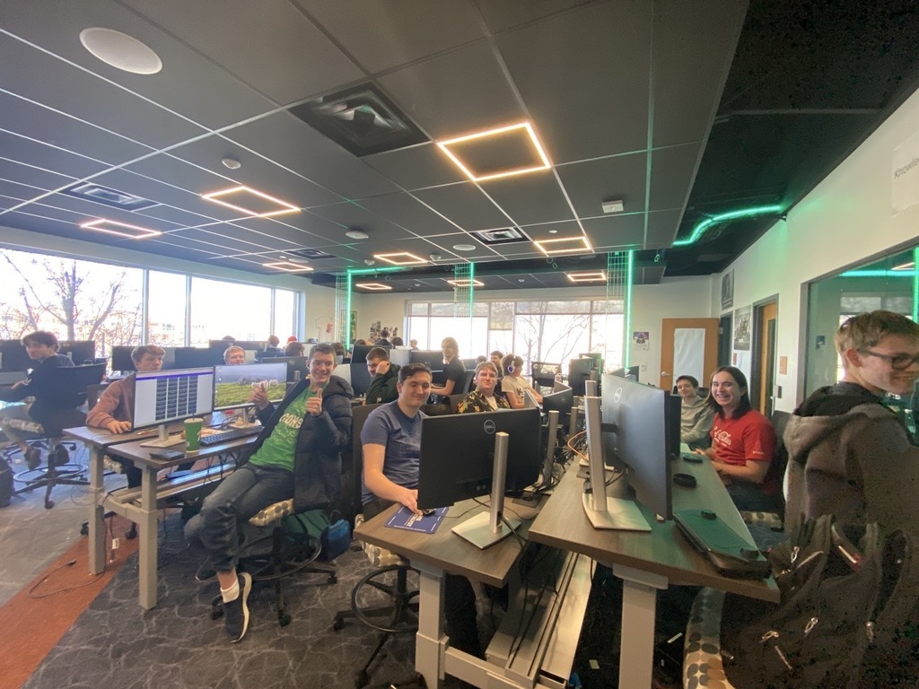 cybersecurity students in lab