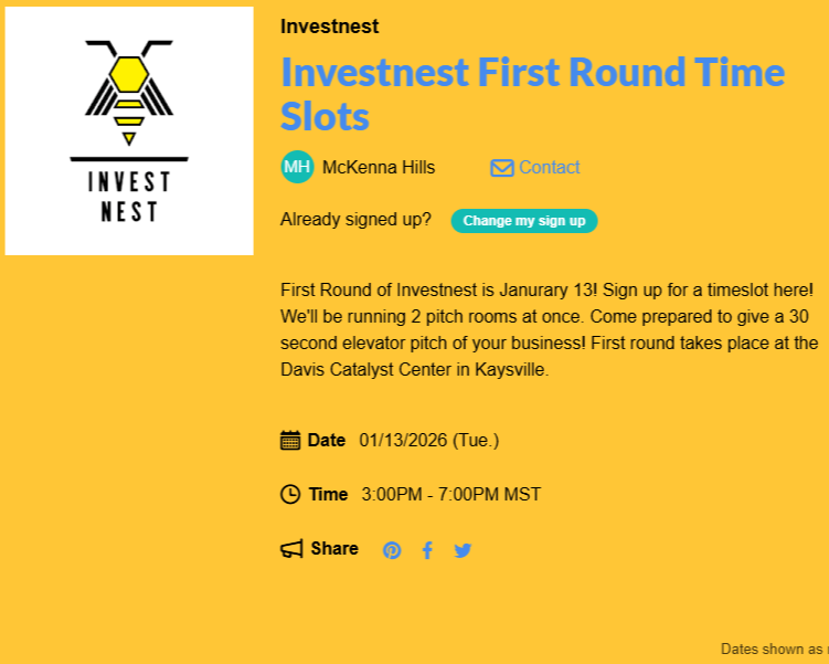 visual of the sign up page when they click on the link