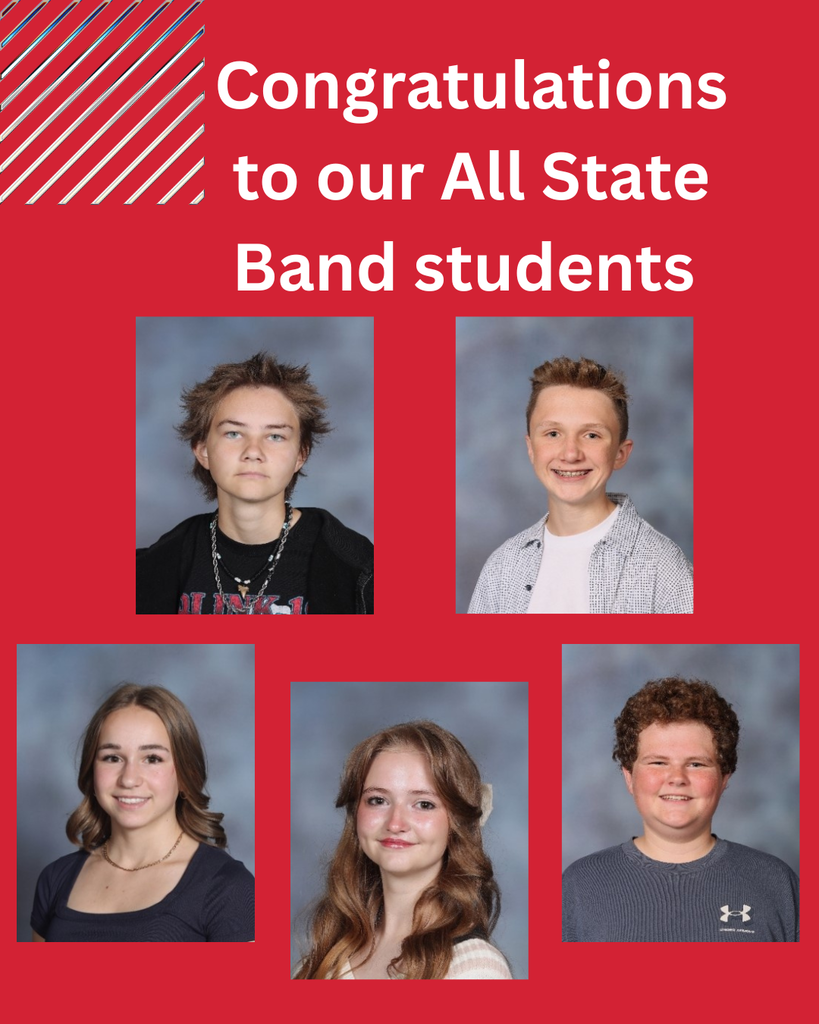 image of 5 students smiling congratulations to our all state band students