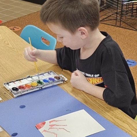 students painting with watercolors