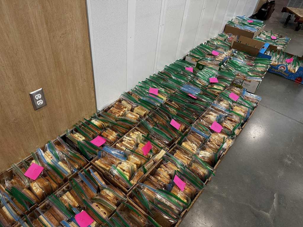 Boxes of pb&j sandwiches. 