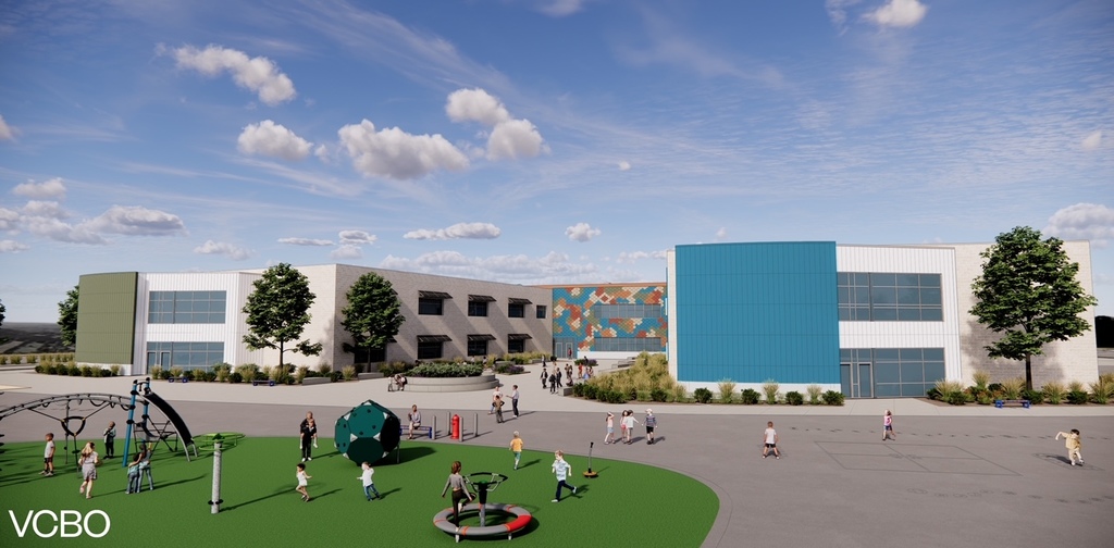 back of new school building