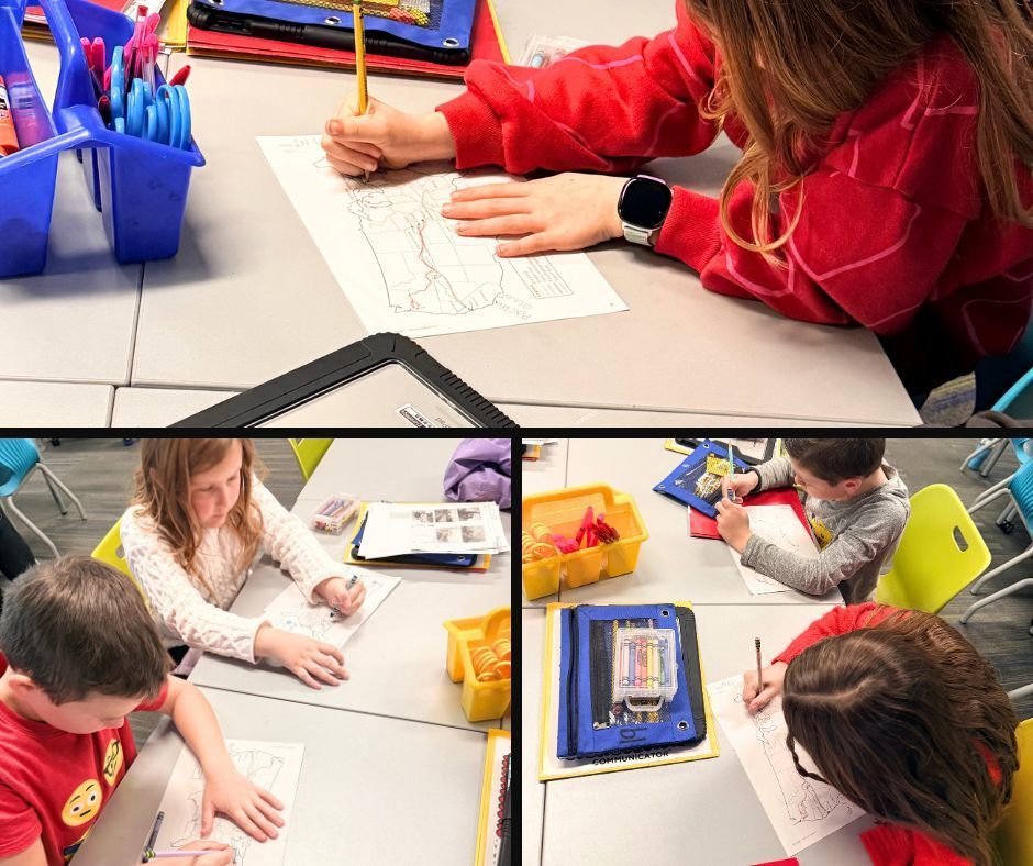 students working at tables