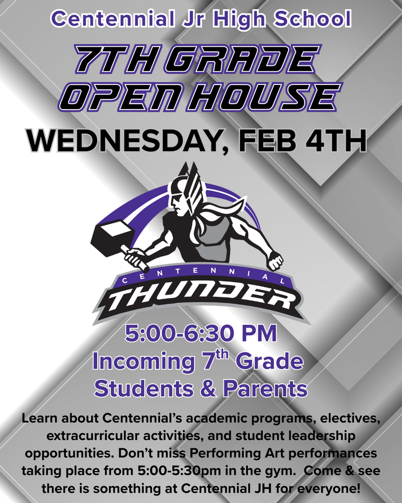 open house for 7th graders feb 4th from 5 to 6:30pm