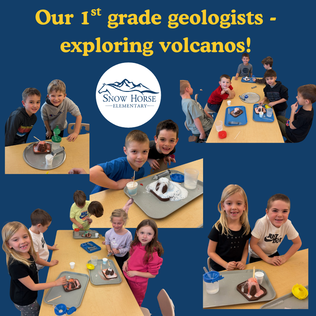 1st graders making volcanoes
