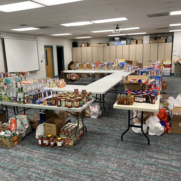 Our activity center room is shown full of so many donations! 